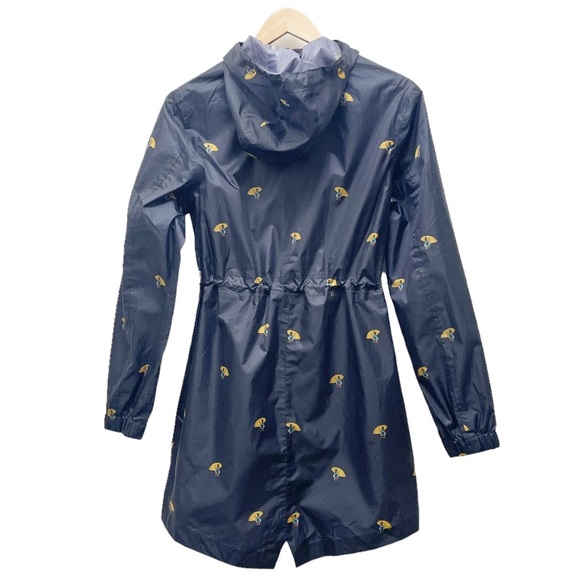 Joules Packable Raincoat Navy Blue Umbrella Ducks Hooded Jacket Women’s Size 4 - Picture 6 of 15